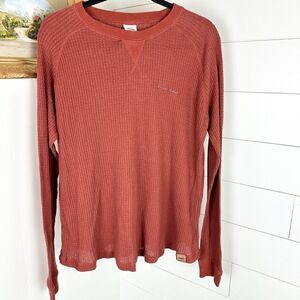 Banded Grey Cliff Waffle Long Sleeve Shirt Men's Large Burnt Red